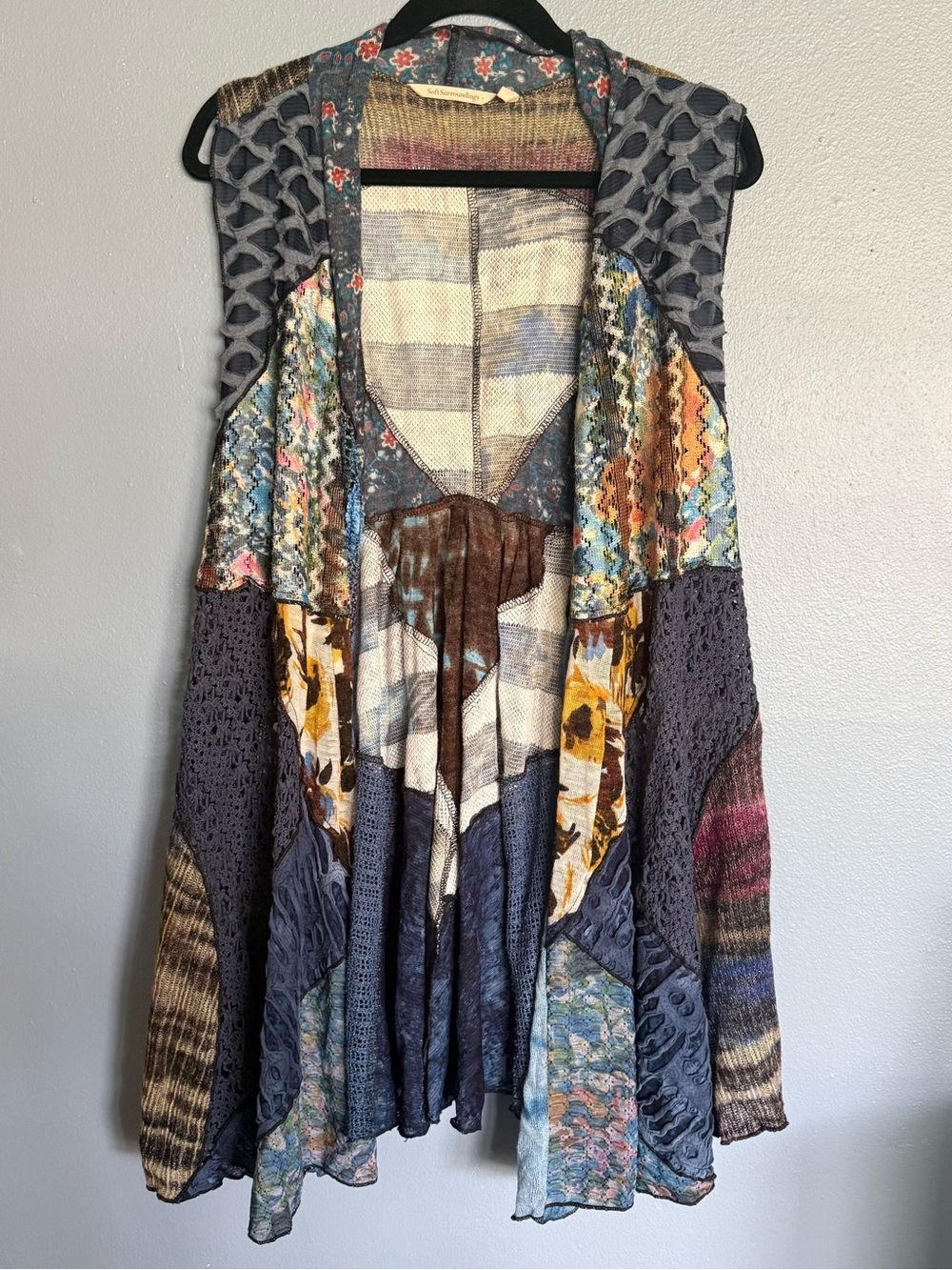 Soft Surroundings Multicolor Knit Layered Vest with Floral Lining